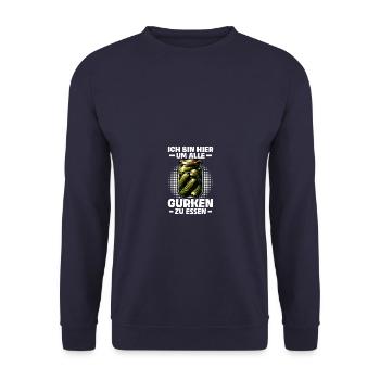 I'm Here: Funny Cucumber Pickle Cucumber Lover - Unisex Sweatshirt - navy - Front - Alina (178cm) & Michal (187cm)