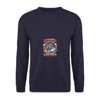 Clean beaver wood making lumberjack lumberjack - Unisex Sweatshirt - navy - Front - Alina (178cm) & Michal (187cm)