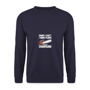 Chainsaw Wood Lumberjack Forester Forester - Unisex Sweatshirt - navy - Front - Alina (178cm) & Michal (187cm)