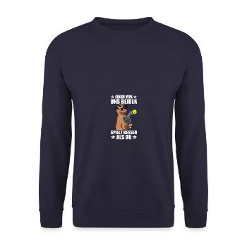 One of the two of us funny pickleball player - Unisex Sweatshirt - navy - Front - Alina (178cm) & Michal (187cm)