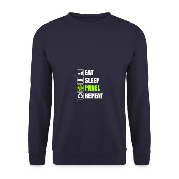 Eat Sleep Padel lustiges Padelball Spieler - Unisex Pullover - Navy - Vorne - Alina (178cm) & Michal (187cm)