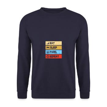 Eat Sleep Padel lustiges Padelball Spieler - Unisex Pullover - Navy - Vorne - Alina (178cm) & Michal (187cm)