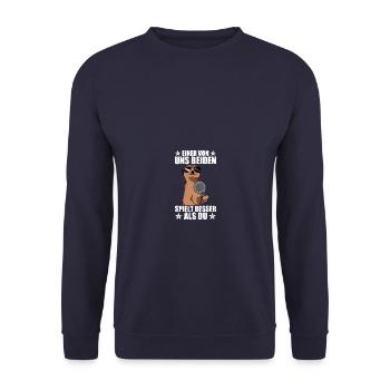 One of the two of us funny padel ball player - Unisex Sweatshirt - navy - Front - Alina (178cm) & Michal (187cm)