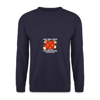 Dicken Wums Pyrotechnics Fireworks - Unisex Sweatshirt - navy - Front - Alina (178cm) & Michal (187cm)
