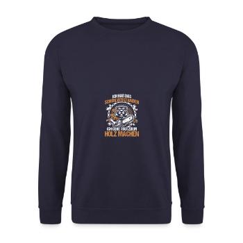 Wood Making Chainsaw Lumberjack Forester - Unisex Sweatshirt - navy - Front - Alina (178cm) & Michal (187cm)