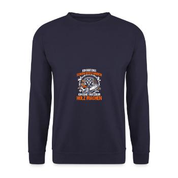 Wood Making Chainsaw Lumberjack Forester - Unisex Sweatshirt - navy - Front - Alina (178cm) & Michal (187cm)
