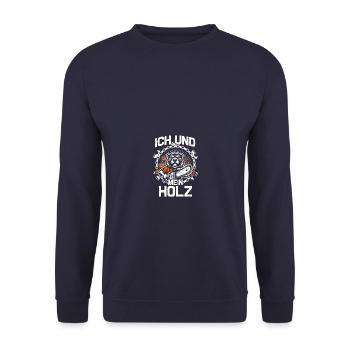 Me and My Wood Chainsaw Lumberjack Forester - Unisex Sweatshirt - navy - Front - Alina (178cm) & Michal (187cm)