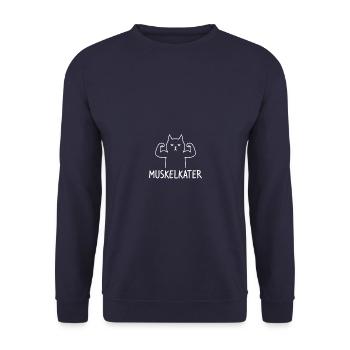 Muskelkater Bodybuilding Bodybuilder Kraftsport - Unisex Pullover - Navy - Vorne - Alina (178cm) & Michal (187cm)