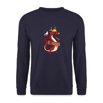 Chinese dragon at work - Unisex Sweatshirt - navy - Front - Alina (178cm) & Michal (187cm)