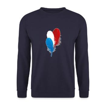 FRANCE Plumes en bleu blanc rouge - Sweat-shirt Unisexe - marine - Devant - Alina (178cm) & Michal (187cm)
