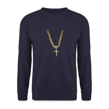 bling christian cross - Unisex Sweatshirt - navy - Front - Alina (178cm) & Michal (187cm)