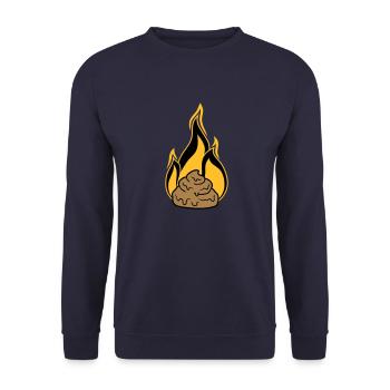 shit is on fire scheisse kot haufen haeufchen kack - Unisex Pullover - Navy - Vorne - Alina (178cm) & Michal (187cm)