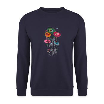 Bunte Blumen - Unisex Pullover - Navy - Vorne - Alina (178cm) & Michal (187cm)