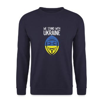 We Stand With Ukraine Anonymous - Unisex Sweatshirt - navy - Front - Alina (178cm) & Michal (187cm)