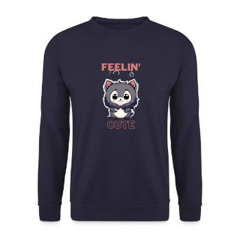 Feeling Cute Hamster - Unisex Pullover - Navy - Vorne - Alina (178cm) & Michal (187cm)