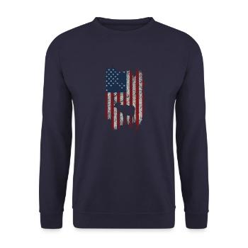 Deer Hunting Hirschjagd Vintage Sprüche - Unisex Pullover - Navy - Vorne - Alina (178cm) & Michal (187cm)