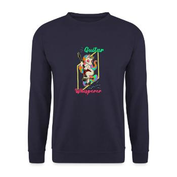 Gitarre Lehrer Niedlich Einhorn Regenbogen - Unisex Pullover - Navy - Vorne - Alina (178cm) & Michal (187cm)