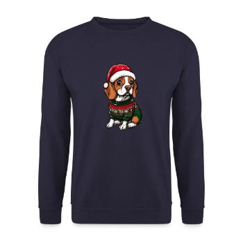 Beagle Hund Weihnachten Comic - Unisex Pullover - Navy - Vorne - Alina (178cm) & Michal (187cm)