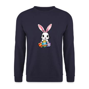 Lapin de Pâques Aquarelle de Pâques - Sweat-shirt Unisexe - marine - Devant - Alina (178cm) & Michal (187cm)