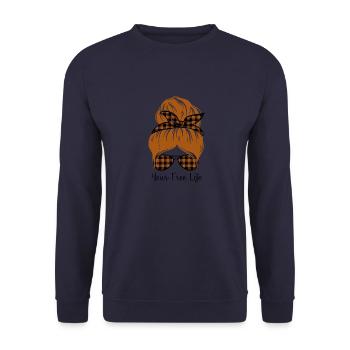 Your Free Life - Unisex Pullover - Navy - Vorne - Alina (178cm) & Michal (187cm)