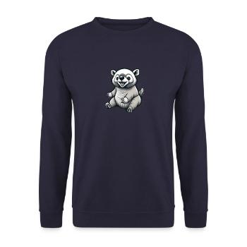 Kleines sitzendes Tier: Zeichentrickfilm - Unisex Pullover - Navy - Vorne - Alina (178cm) & Michal (187cm)