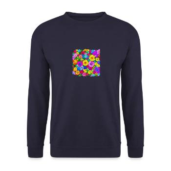 Flower Collage - Unisex Pullover - Navy - Vorne - Alina (178cm) & Michal (187cm)