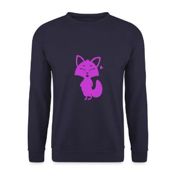 Fuchs - Tier Zoo Tierfreund Naturschutz - Unisex Pullover - Navy - Vorne - Alina (178cm) & Michal (187cm)