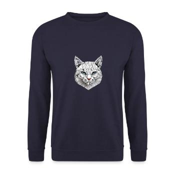 Polygon-Geometrie-Katze - Unisex Pullover - Navy - Vorne - Alina (178cm) & Michal (187cm)