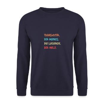 Tagesvater Held Legende Kindergarten Kita Geschenk - Unisex Pullover - Navy - Vorne - Alina (178cm) & Michal (187cm)