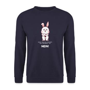 Le lapin dit non ! - Sweat-shirt Unisexe - marine - Devant - Alina (178cm) & Michal (187cm)