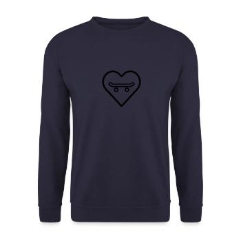 Skateboard im Herz - Unisex Pullover - Navy - Vorne - Alina (178cm) & Michal (187cm)