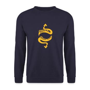 Beer In Beer Out - Unisex Pullover - Navy - Vorne - Alina (178cm) & Michal (187cm)