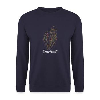 Saxophone Saxophonist Vintage Sprüche - Unisex Pullover - Navy - Vorne - Alina (178cm) & Michal (187cm)