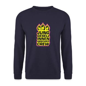 Junggesellinnenabschied Crew Einhorn Lustig - Unisex Pullover - Navy - Vorne - Alina (178cm) & Michal (187cm)