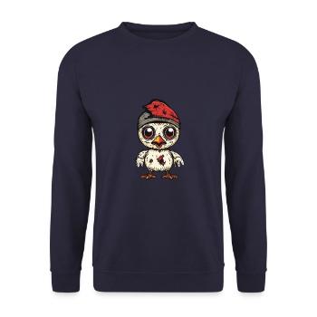 Huhn Halloween Lustig Zombie - Unisex Pullover - Navy - Vorne - Alina (178cm) & Michal (187cm)