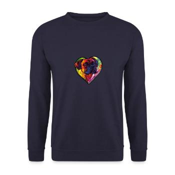 Mastiff Hund Herz Love - Unisex Pullover - Navy - Vorne - Alina (178cm) & Michal (187cm)