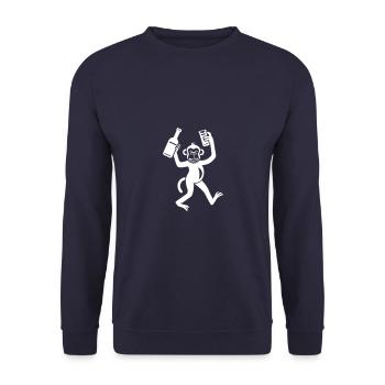 Affe Bier Lustig Junggesellenabschied - Unisex Pullover - Navy - Vorne - Alina (178cm) & Michal (187cm)