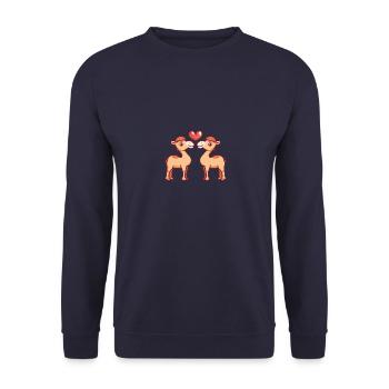 Couple de chameaux Amour Saint-Valentin - Sweat-shirt Unisexe - marine - Devant - Alina (178cm) & Michal (187cm)