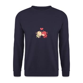 Couple Taureau Amour Saint-Valentin - Sweat-shirt Unisexe - marine - Devant - Alina (178cm) & Michal (187cm)