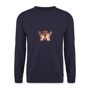 Elch Paar Liebe Valentinstag - Unisex Pullover - Navy - Vorne - Alina (178cm) & Michal (187cm)