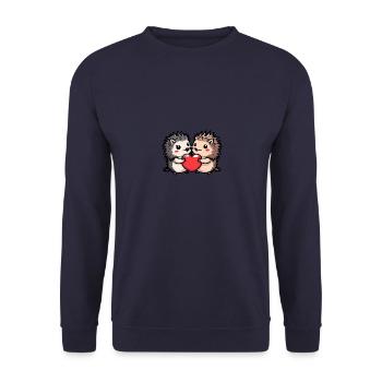Igel Paar Liebe Valentinstag - Unisex Pullover - Navy - Vorne - Alina (178cm) & Michal (187cm)