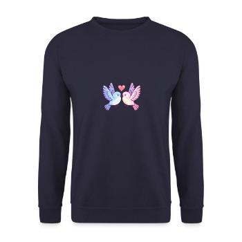 Taube Paar Liebe Vogel Peace Valentinstag - Unisex Pullover - Navy - Vorne - Alina (178cm) & Michal (187cm)