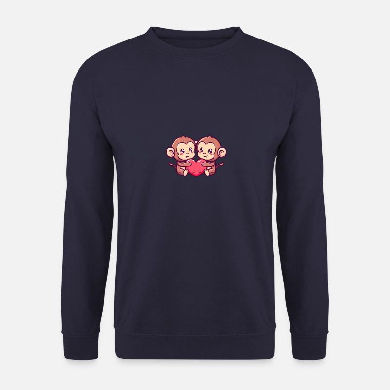 Monkey Couple Love Valentine's Day - Unisex Sweatshirt - navy