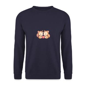 Eichhörnchen Paar Liebe Valentinstag - Unisex Pullover - Navy - Vorne - Alina (178cm) & Michal (187cm)