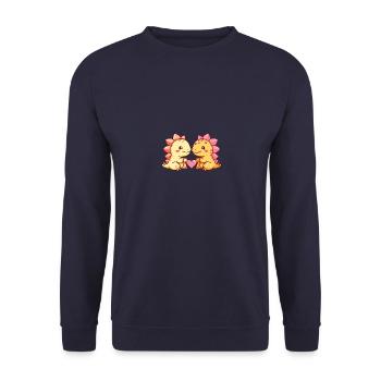 Dinosaure stégosaure couple amour Saint-Valentin - Sweat-shirt Unisexe - marine - Devant - Alina (178cm) & Michal (187cm)