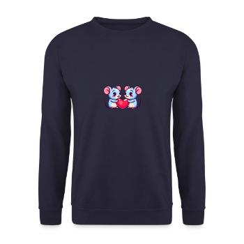 Maus Paar Liebe Valentinstag - Unisex Pullover - Navy - Vorne - Alina (178cm) & Michal (187cm)