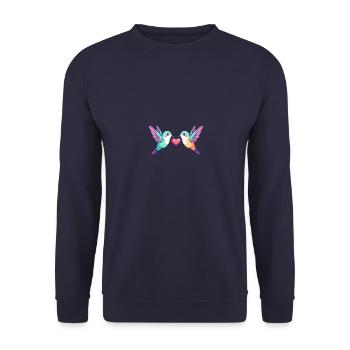 Colibri oiseau couple amour Saint-Valentin - Sweat-shirt Unisexe - marine - Devant - Alina (178cm) & Michal (187cm)