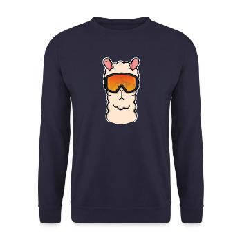 Lama llama alpaka snowboard apres ski geschenk fun - Unisex Pullover - Navy - Vorne - Alina (178cm) & Michal (187cm)