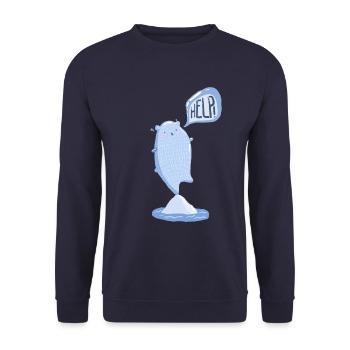 Eisbär Help Eisberg Nordpol Climate change Environment - Unisex Sweatshirt - navy - Front - Alina (178cm) & Michal (187cm)