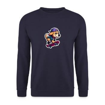 Chien mignon sur planche à roulettes - Sweat-shirt Unisexe - marine - Devant - Alina (178cm) & Michal (187cm)